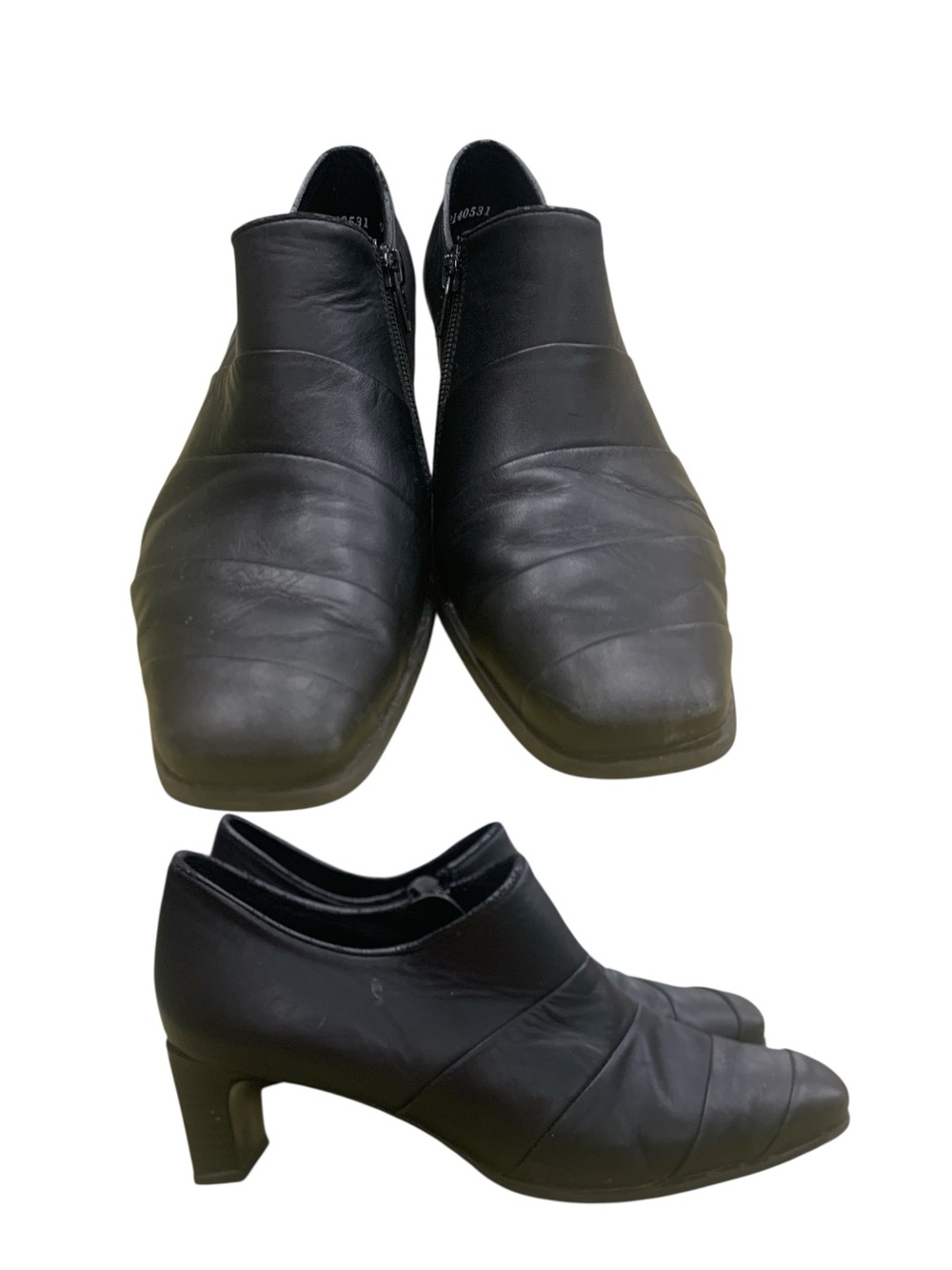 Rieker Black Leather Ankle Heels S6.5